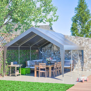 Garage Tenda Da Esterno Grigio 611 X 396 X 300 Cm In PE E Ferro Per Auto E Deposito Con Finestre E Ventilazione