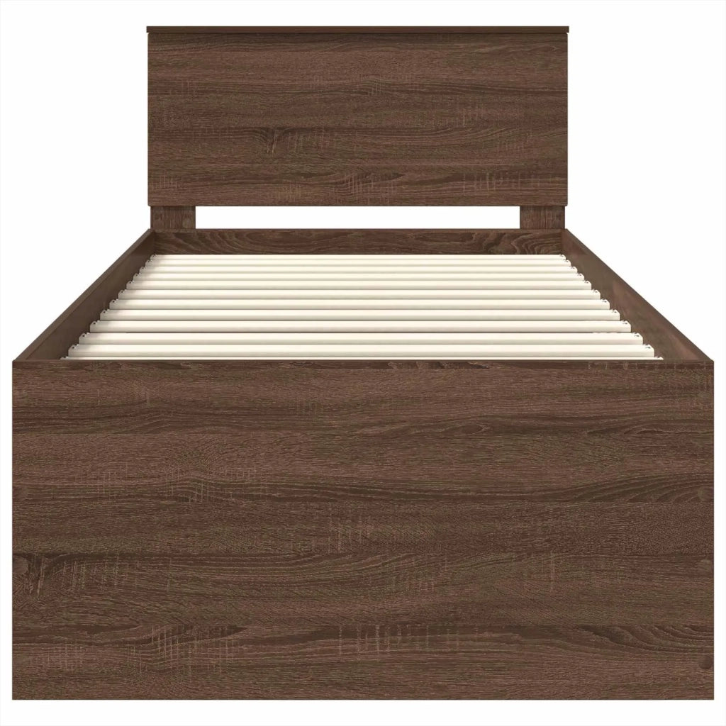 Struttura del letto con testiera Rovere Marrone 75 x 190 cm