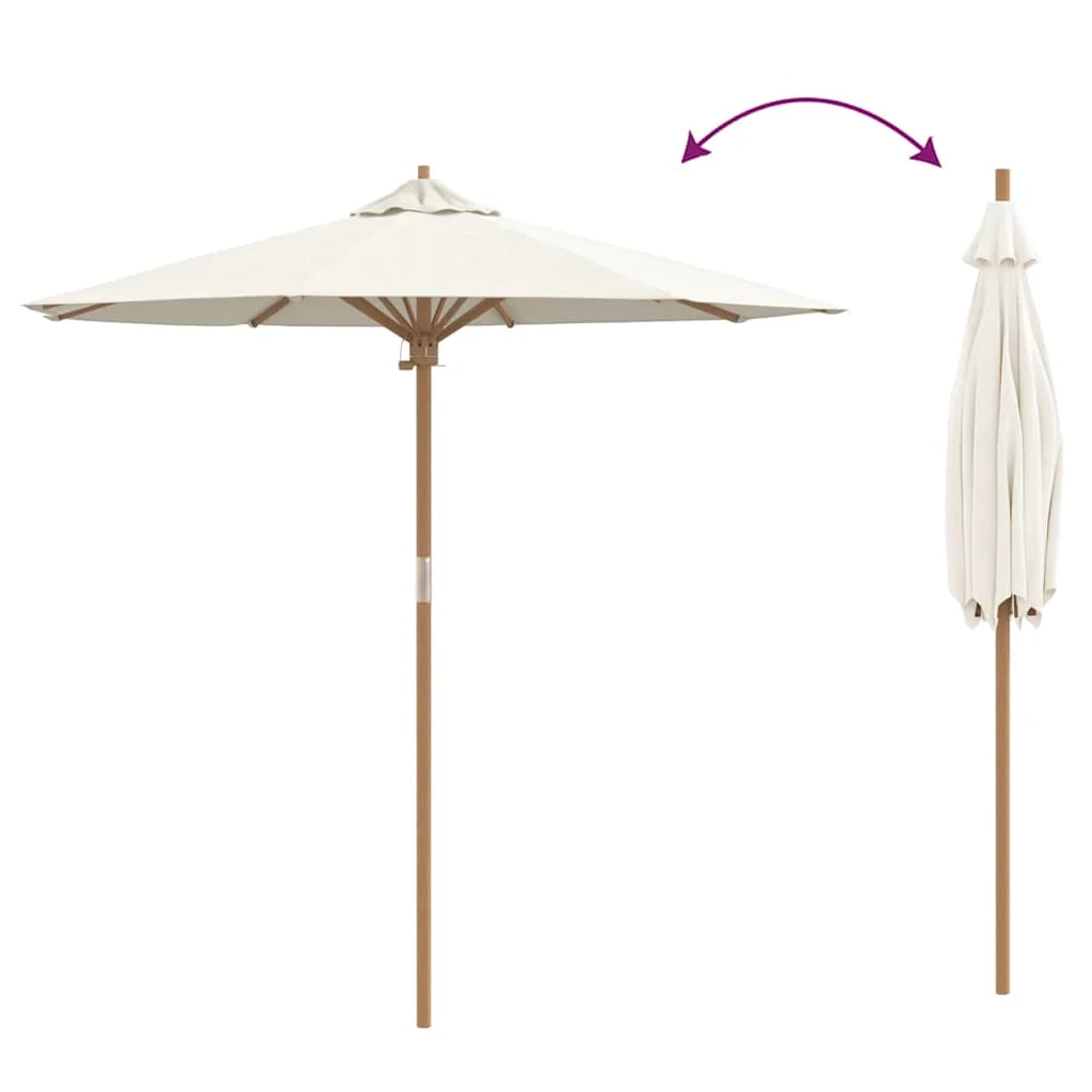 Ombrellone da giardino rotondo 270 x 260 cm leggero e resistente alle intemperie stile minimalista in bambù bianco crema 02_0058242