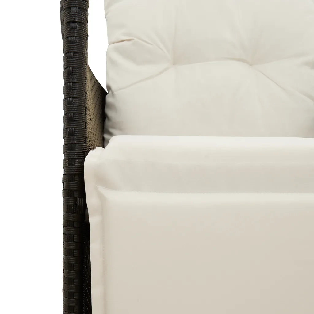 Divano Giardino Reclinabile 2Posti con Tavolino-Sofa da Giardino-Divanetto da esterno Nero Polyrattan 861873