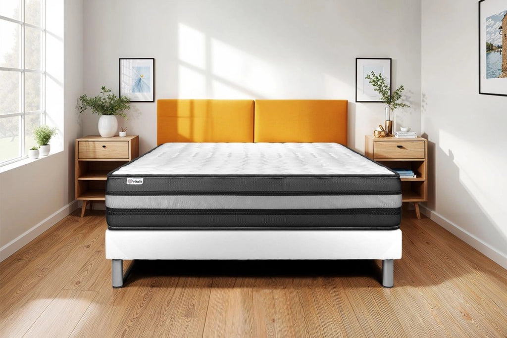 Letto con materasso VITAL POWER ZEN 150 x 190 cm Rete kit Bianco