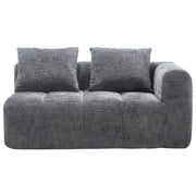 Divano 2 Posti con Chaise Longue e Tasche Laterali; Cuscino Incluso; Comfort Morbido; in Ciniglia Grigio