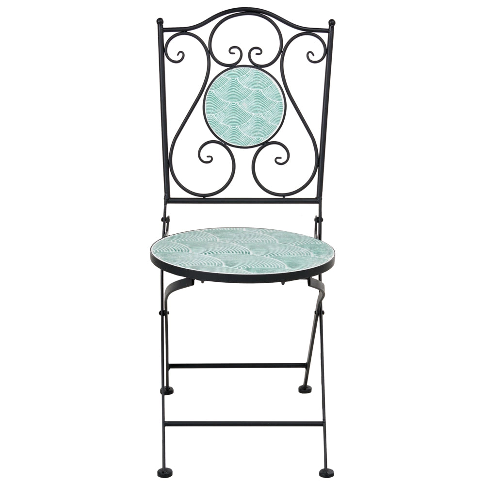 Set da giardino per esterni in ferro nero con tavolo in stile vintage