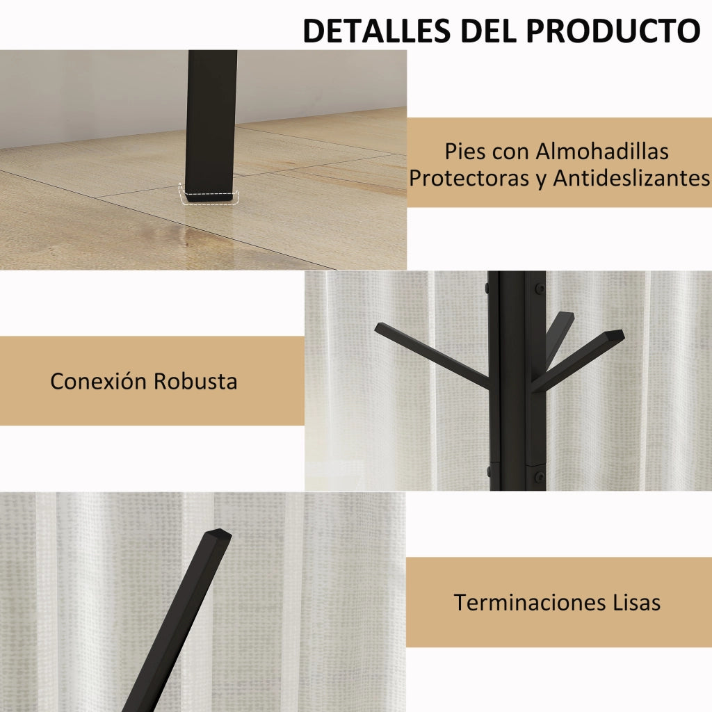 Appendiabiti a Parete in Metallo con Ripiano ¨C Zephmum ¨C 45x45x180 cm Nero