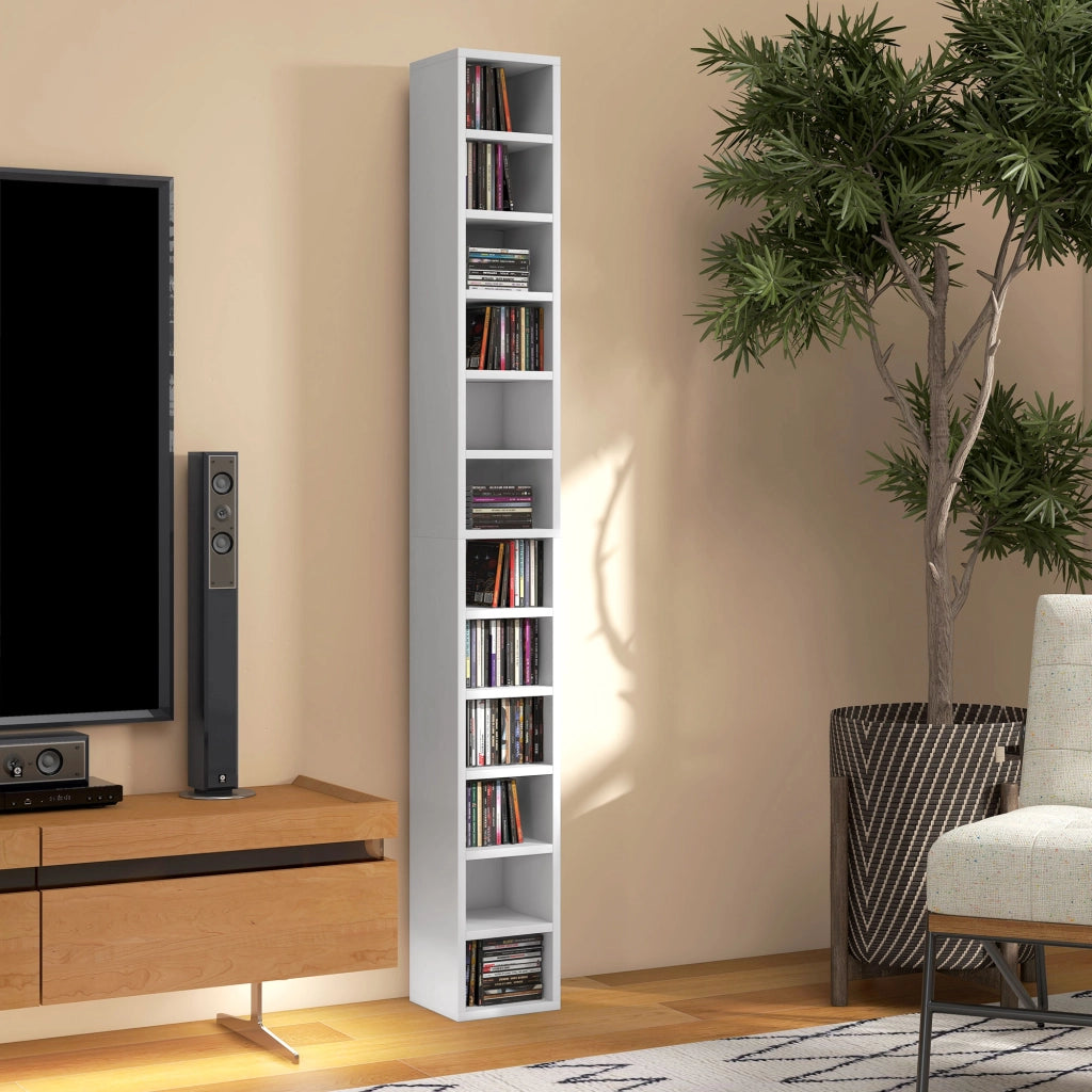 Mobile Porta CD DVD con 12 Scomparti ¨C Xylo ¨C Bianco 21x20x175 cm