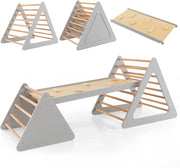 Set da Arrampicata 3 in 1 per Bambini, 3 Pezzi con 2 Scale Triangolari e 1 Rampa, Scala Giochi Arrampicata per Bambini 3+ Anni (Grigio)