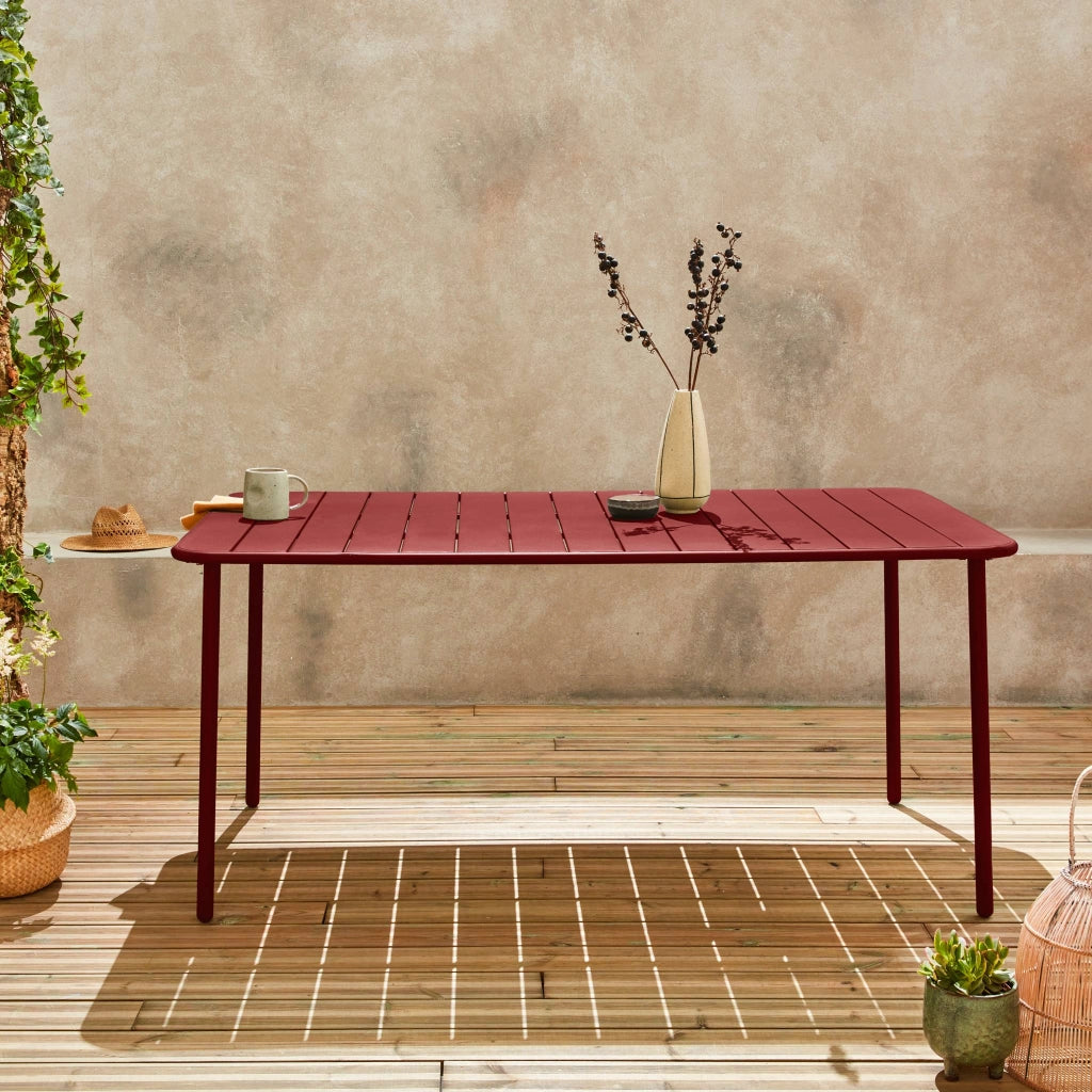 Tavolo da giardino in metallo 6-8 posti, 160cm, terra di siena