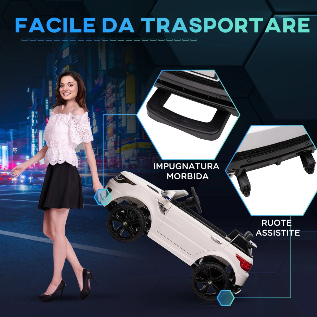 Macchina Elettrica per Bambini con Telecomando e Luci LED ¨C zephmum ¨C 110x68x52 cm Bianco