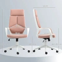 Sedia da Ufficio in Tessuto con Dondolo, Altezza Regolabile e Seduta Girevole, 63x63x117-127 cm, Rosa