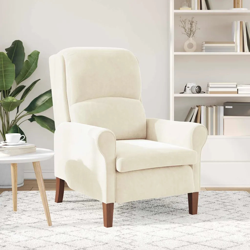 Poltrona-Poltroncina-Divano Sedia Crema Velluto 207069