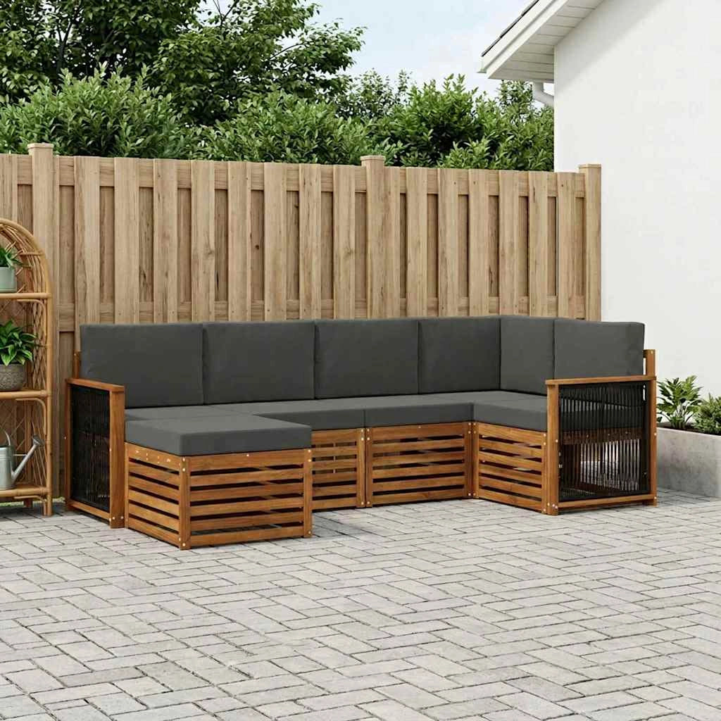 Set di divani da esterno 5 pz Naturale e Antracite 3384563