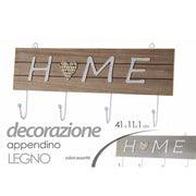 Trade Shop - Appendino Appendi Abiti Da Parete Legno Gancio A 4 Decoro Home 41x11x1cm 745693 -