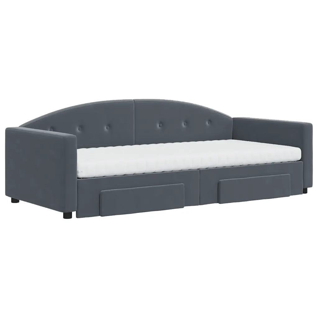 Divano Letto Estraibile Cassetti Grigio Scuro 90x200cm Velluto 3197374