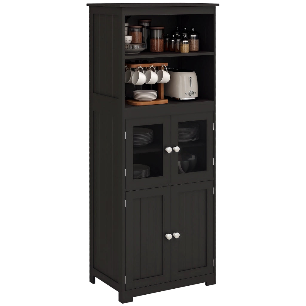 Armadio con 4 porte e ripiani ¨C zephmum ¨C nero 60x30x162 cm