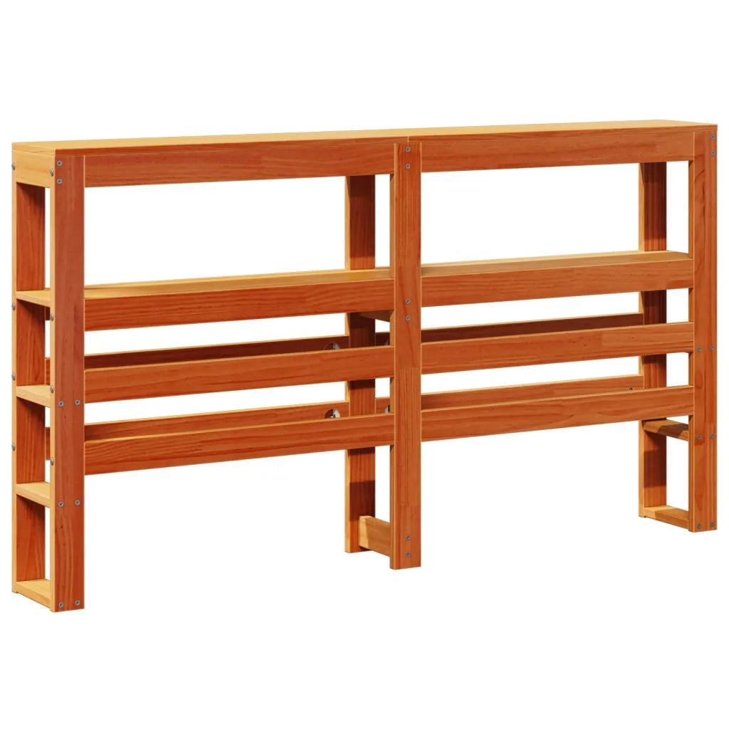 Testiera con Ripiani-Testata contenitore Marrone Cera 120 cm Legno Massello di Pino 500121