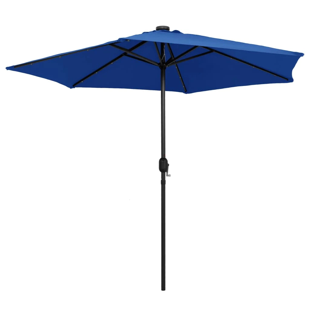 Ombrellone da esterno con LED e palo in alluminio 270 cm blu 02_0008076