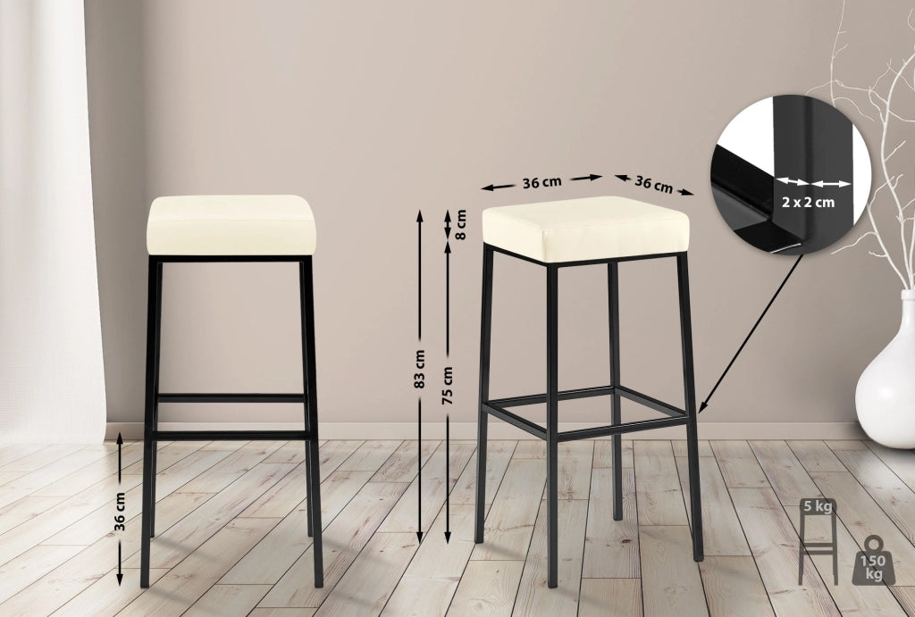Set 2 sgabelli bar Montreal in similpelle crema,nero