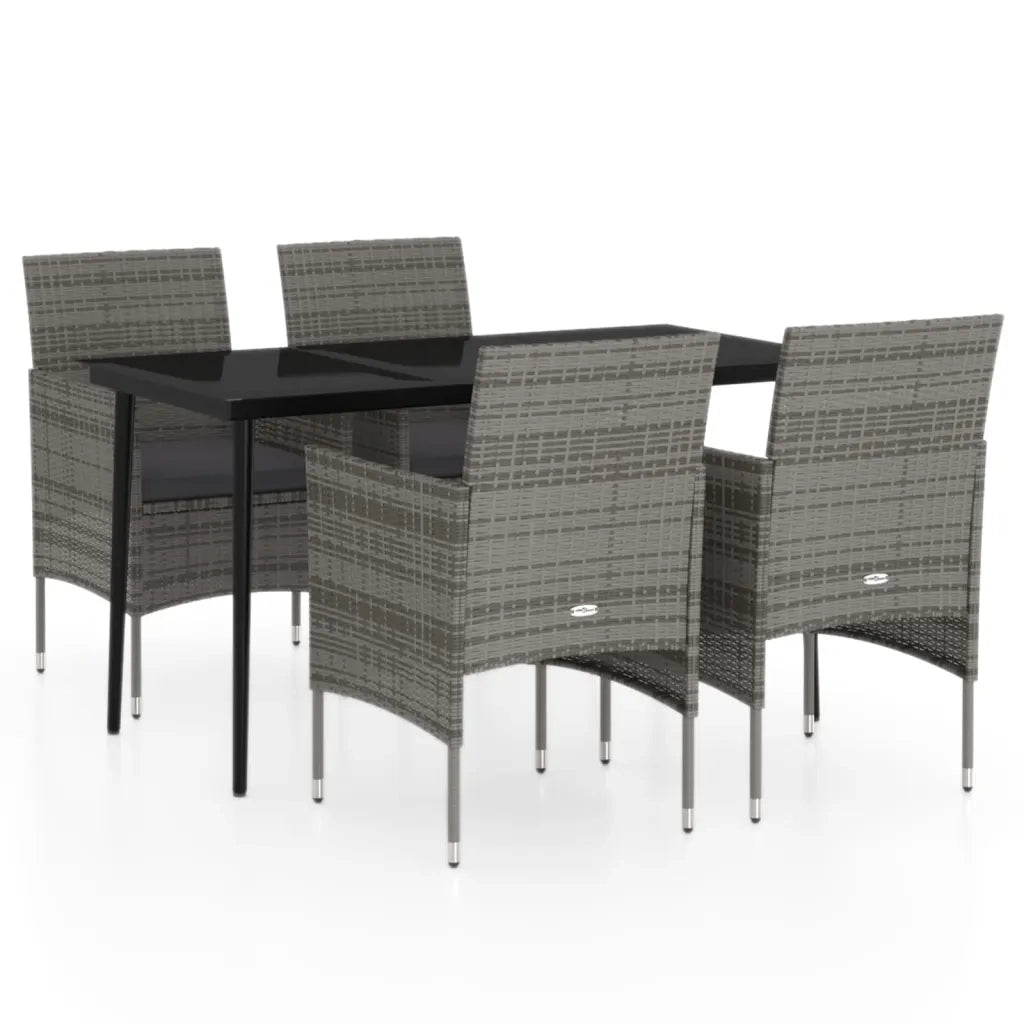 Set da Pranzo da Giardino Grigio e Nero 5 pz con Cuscini cod mxl 36967
