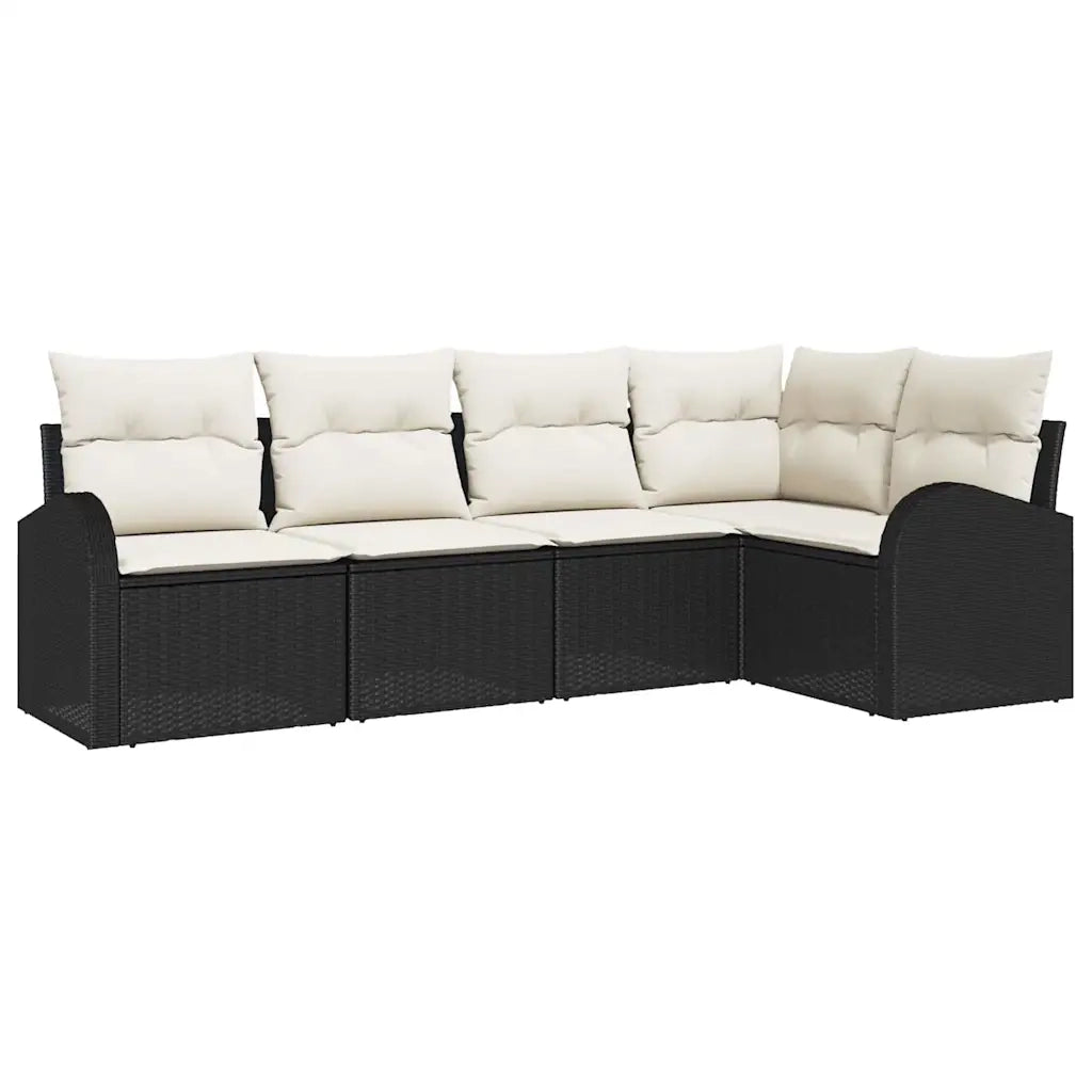 vidaXL Set Divano da Giardino 5 pcs Nero e bianco Poly Rattan