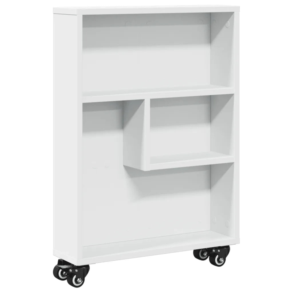 Carrello Portaoggetti Stretto Bianco 48x13x68 cm in Truciolato CFW2801404