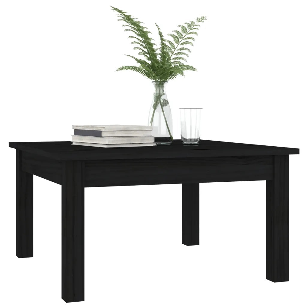 Tavolino da Salotto Nero 55x55x30 cm Legno Massello di Pino 814233