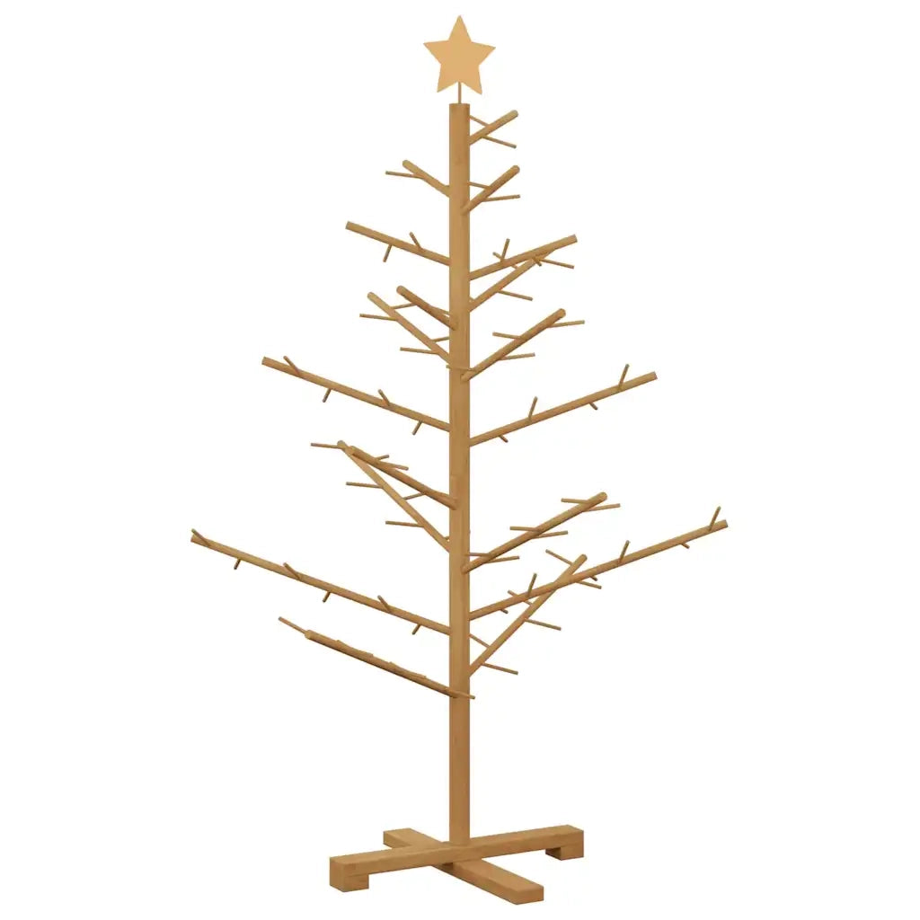 Albero di Natale in legno con supporto Marrone 125 cm 42018060
