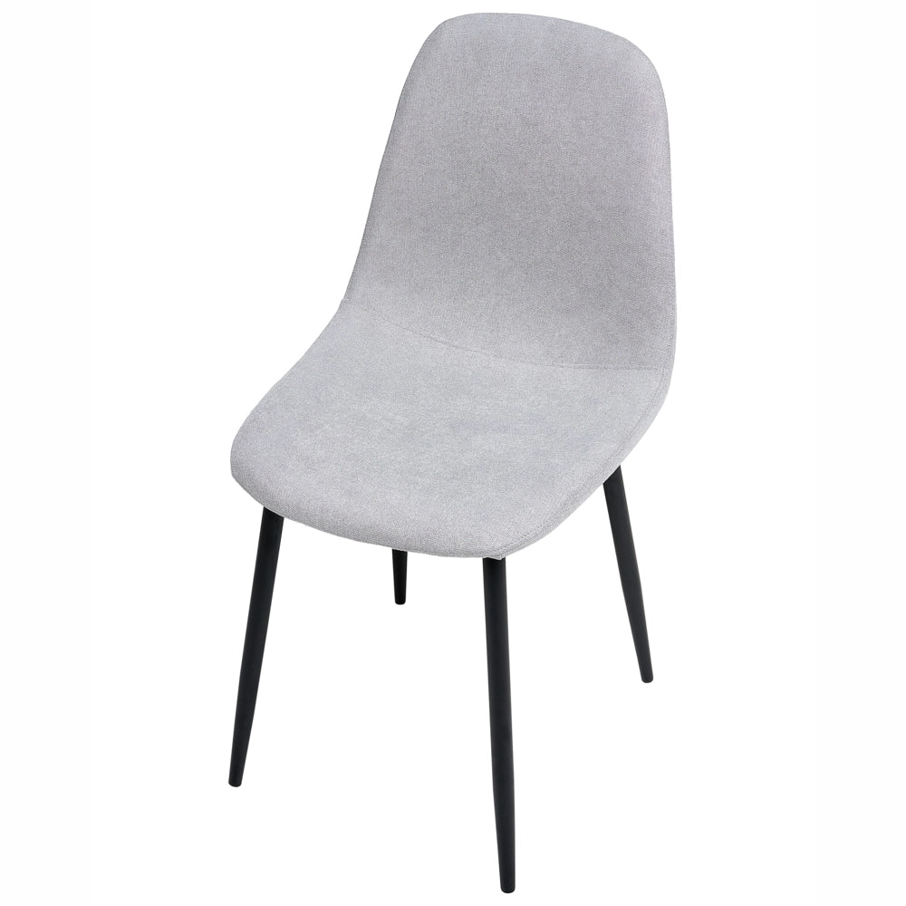 Set di 4 sedie da pranzo Grigio Poliestere Tappezzato Ferro Gambe Nere Sala da pranzo senza braccioli
