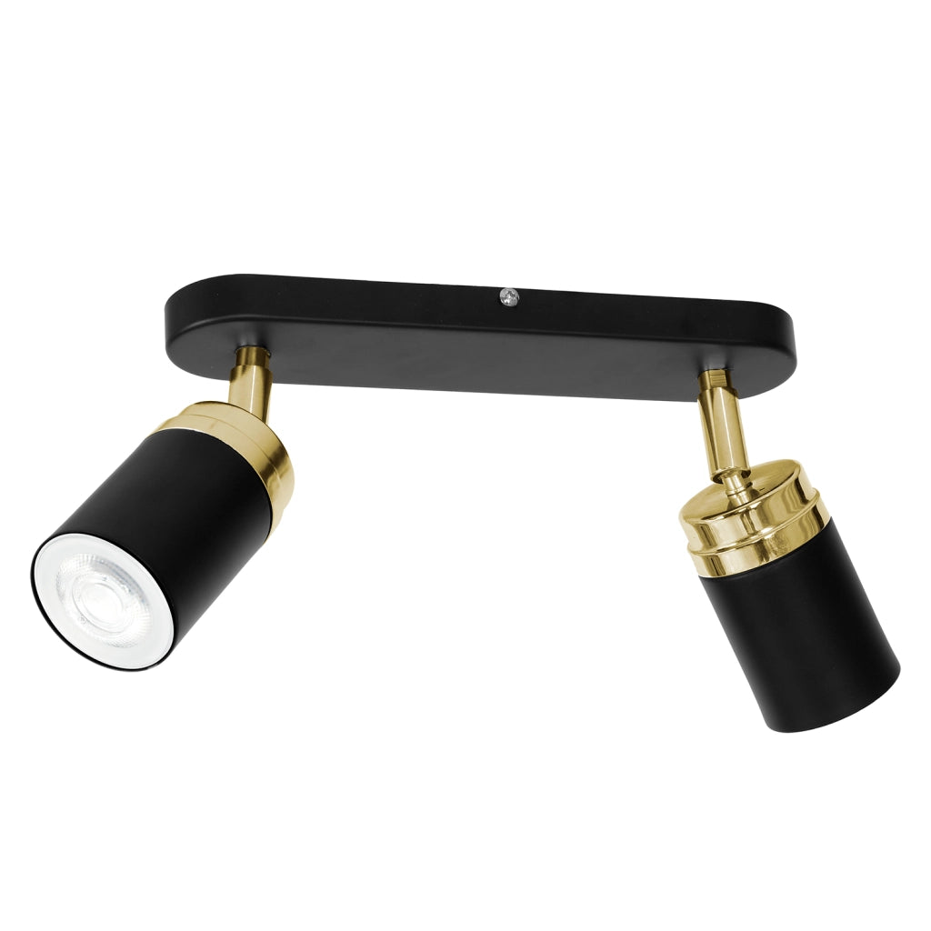 Barra soffitto 2 spot orientabili nero/oro GU10 15W Reno