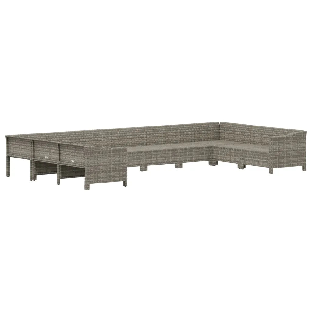 Set Divani da Giardino 10 pz con Cuscini in Polyrattan Grigio 3187306