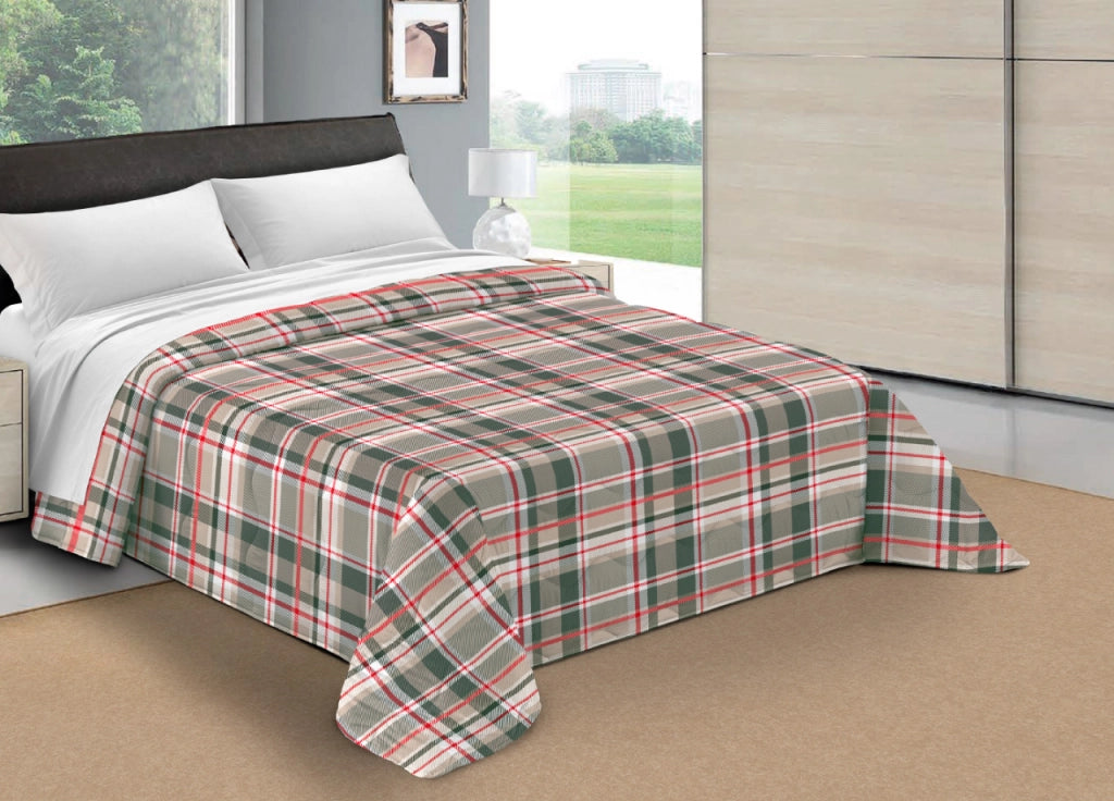 Trapunta Piumone Letto Invernale Imbottita 300gr Scaldanotti Tartan - 1 Piazza - Grigio