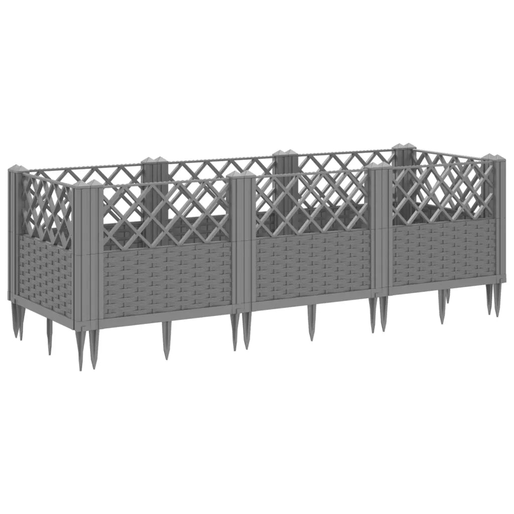 Fioriera | Cassetta per fiori | Vaso Giardino Picchetti Grigio Chiaro 123,5x43,5x43,5 cm PP