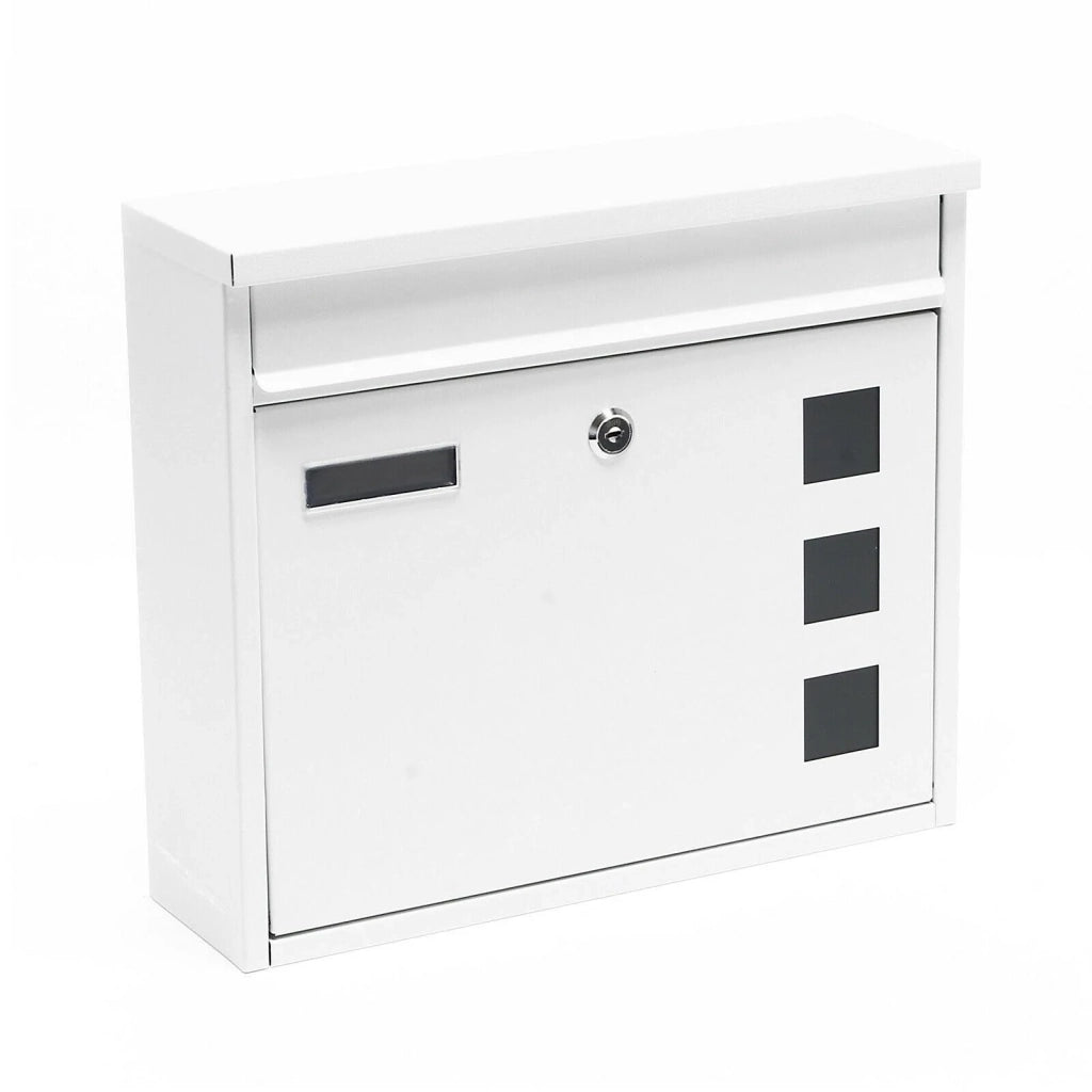 Cassetta postale da parete di design con chiavi 36 x 32 x 11,5 cm bianco 16_0000104