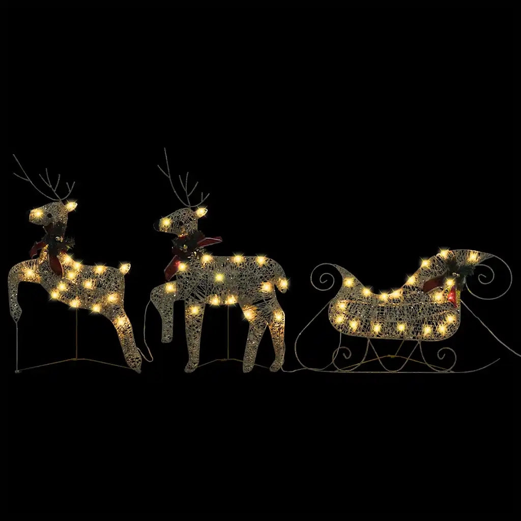 Renne e Slitta di Natale Decorazione per Esterni 60 LED Oro CFW6882077
