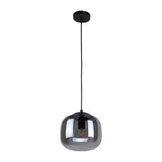 Lampada a sospensione minimal nera vetro fumé E27 Italux