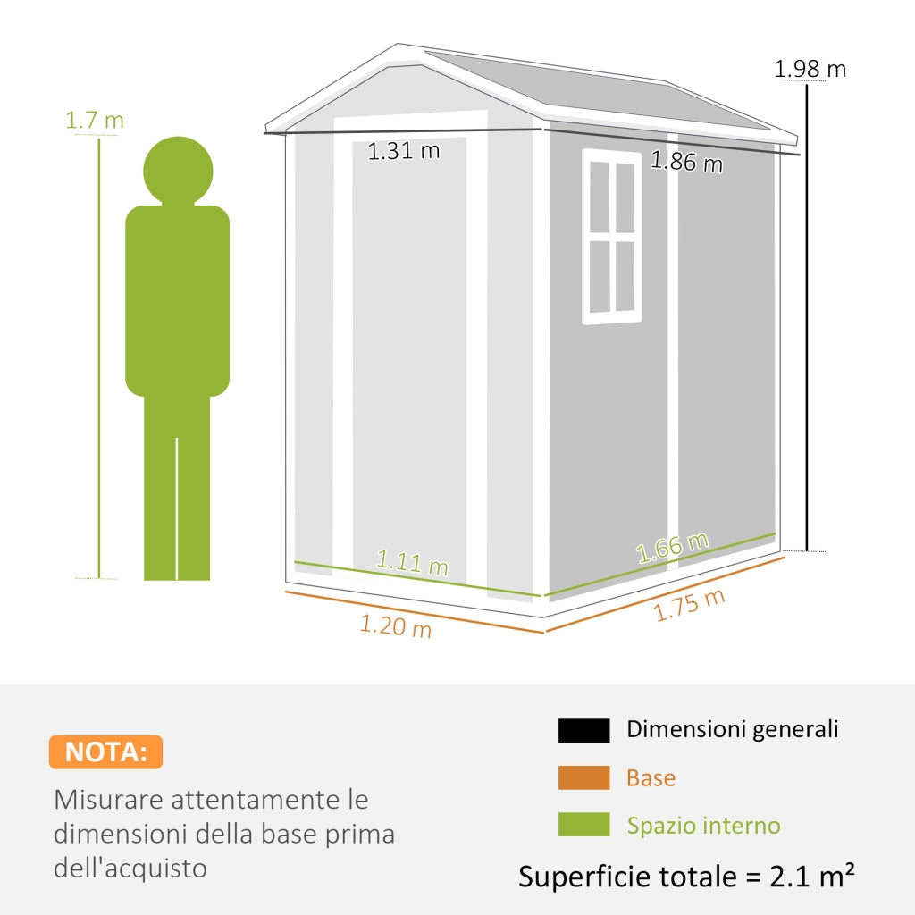 Casetta da Giardino in Resina ¨C zephmum ¨C Grigio 130x180 cm