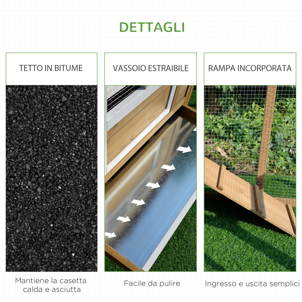 Pollaio per Galline Ovaiole da Esterno con Recinto ¨C Zephmum ¨C 200x80x105 cm