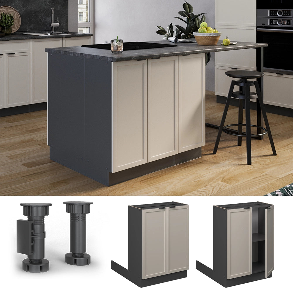 Vicco Isola cucina GrigioBeige 60 cm senza piano di lavoro