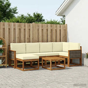 Set di divani da esterno con cuscino 7 pcs Naturale e Crema