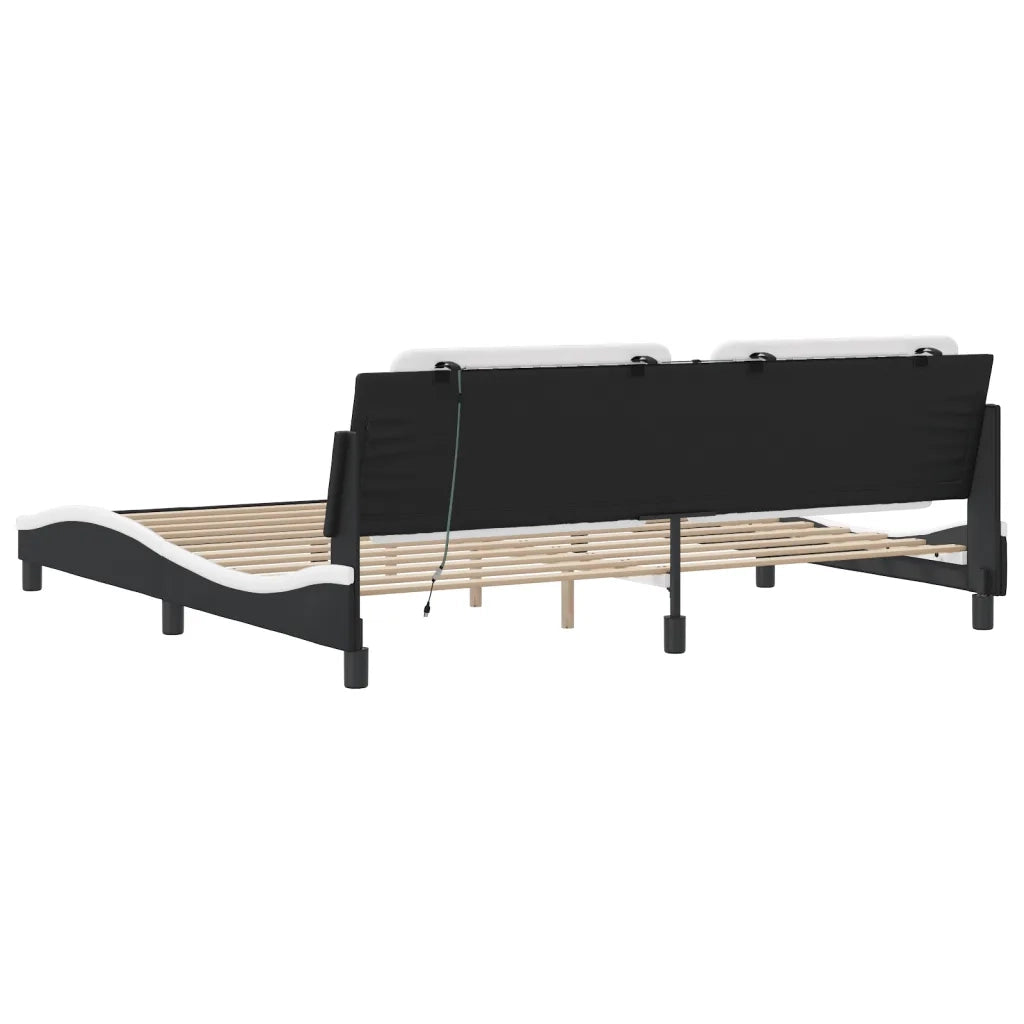 vidaXL Giroletto con Luci LED Nero e Bianco 200x200 cm in Similpelle