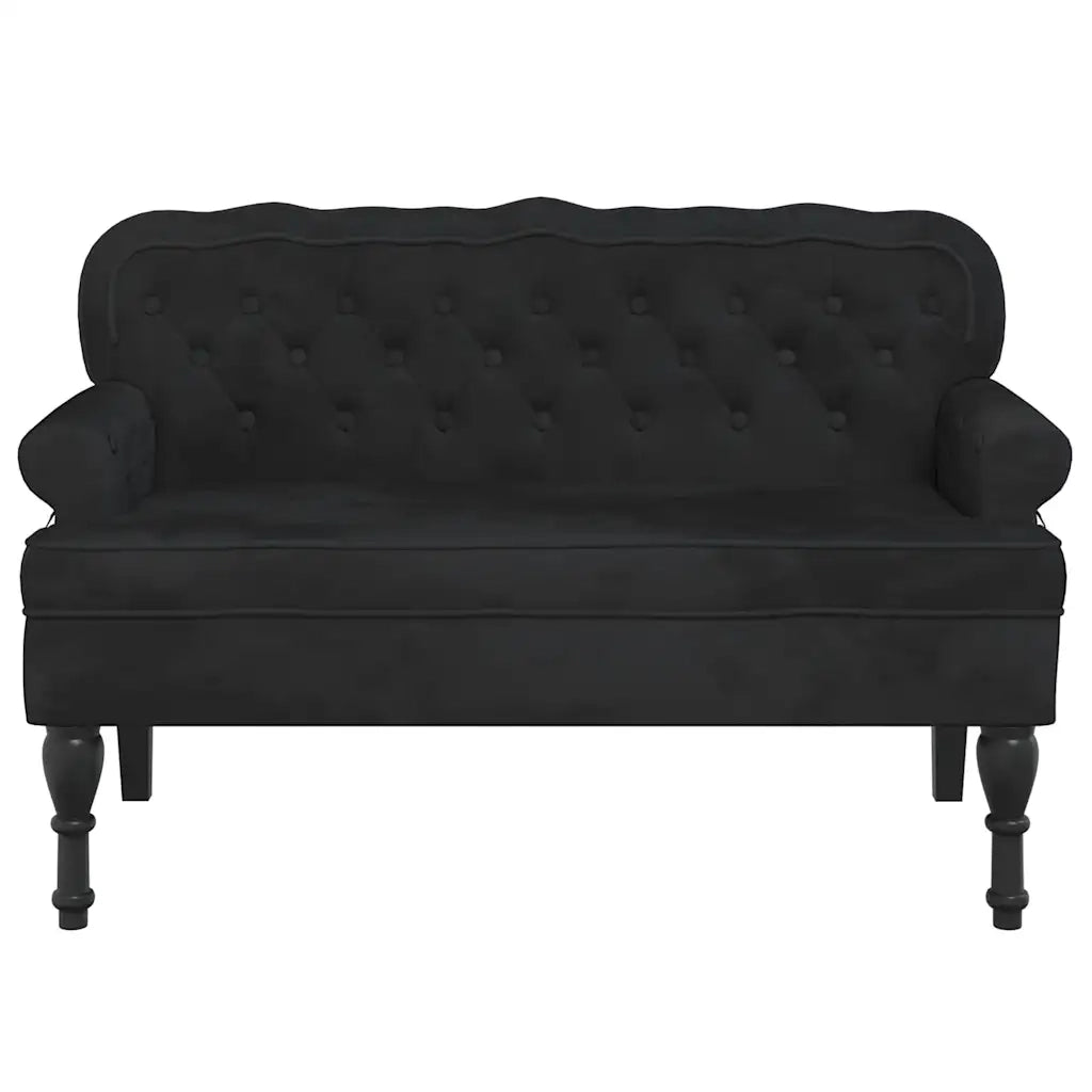 Panca con schienale nera 119,5x64,5x75 cm in velluto 372161