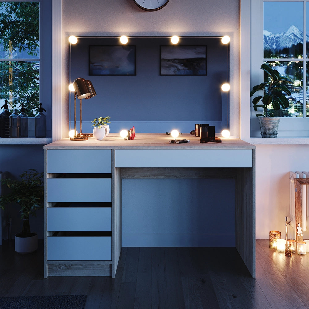 Vicco Tavolo da toeletta Bianco/Sonoma 55 cm con illuminazione a LED