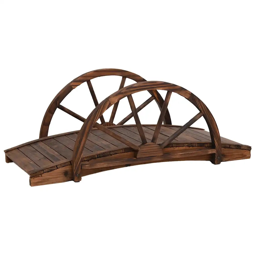 Ponte Giardino con Mezza Ruota 99x50x38 cm Legno Massello Abete CFW4171246