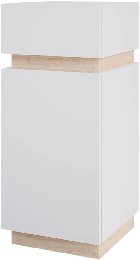 Mobiletto bagno Gloria, Bianco, 33 x 75.5 cm con anta e cassetto, con apertura per sifone e compatibile con la serie Gloria