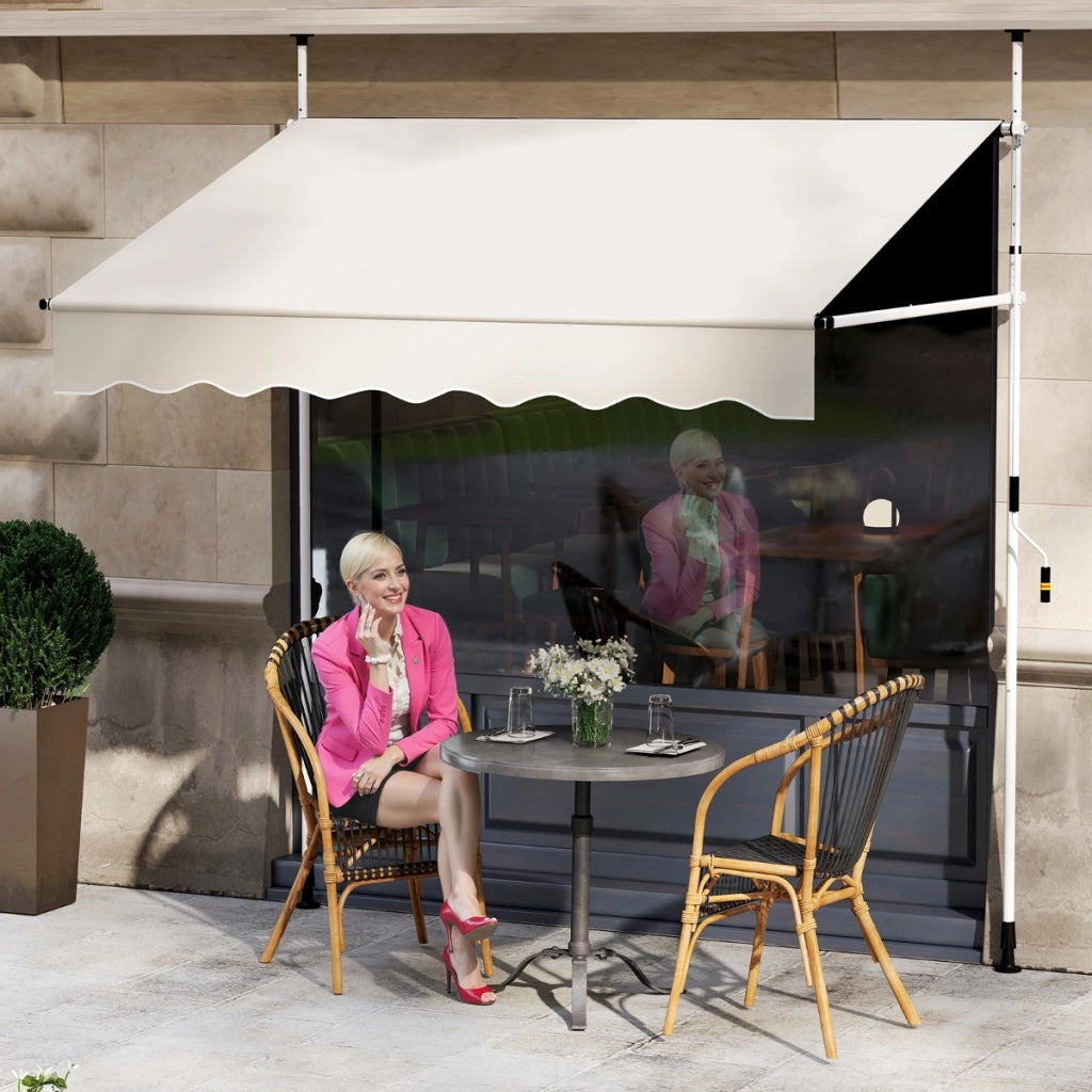 Tenda da sole regolabile in altezza con manovella per finestre e porte, Tenda da sole 200 x 300 cm Beige-Tende parasole