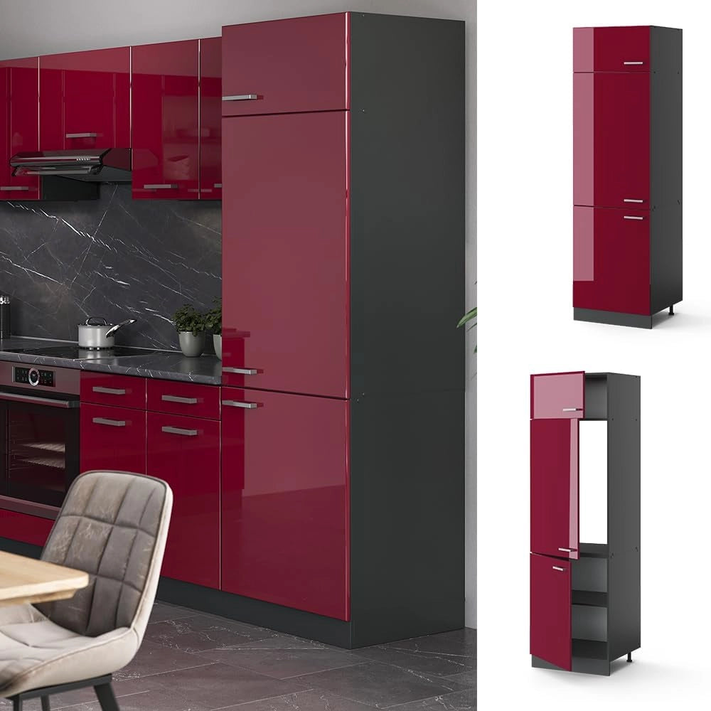Armadio frigorifero R-Line, Rosso lucido, 60 cm, per la libera combinazione all'interno di sistemi cucina modulari