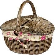 Bacchetta da picnic ovoidale - Cesto in vimini - Escursioni rilassanti - Coperchi doppi - 30 x 23 x 17 cm - Miele