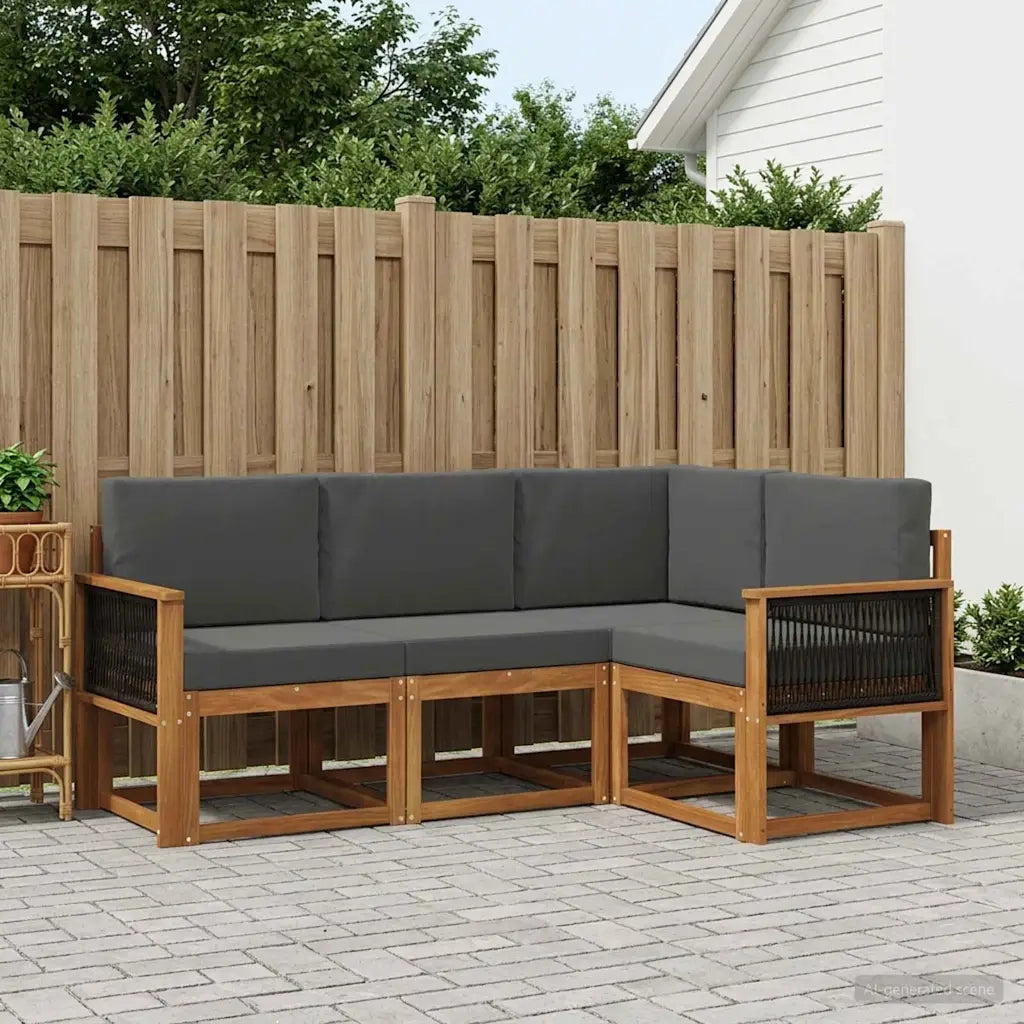 Set di divani da esterno 4 pcs Naturale e Antracite Poliestere