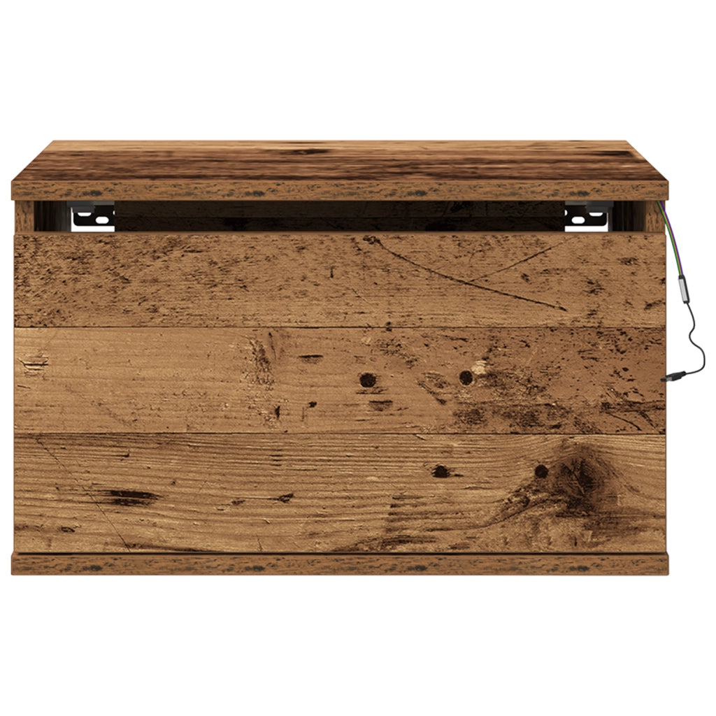 Comodini con luci LED 2 pz da muro in legno vecchio