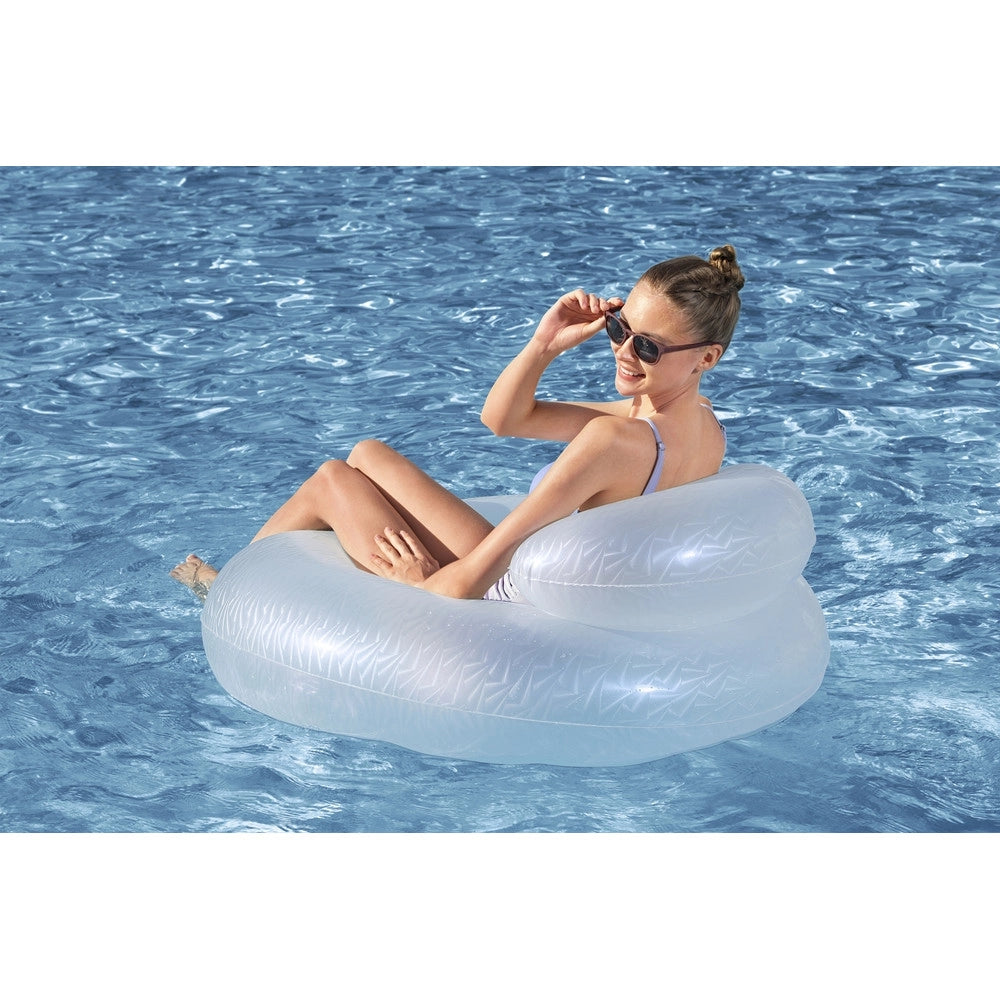Trade Shop - Salvagente Gonfiabile Con Schienale Moon Dust 107cm Design Scintillante Piscina Mare 43923 -