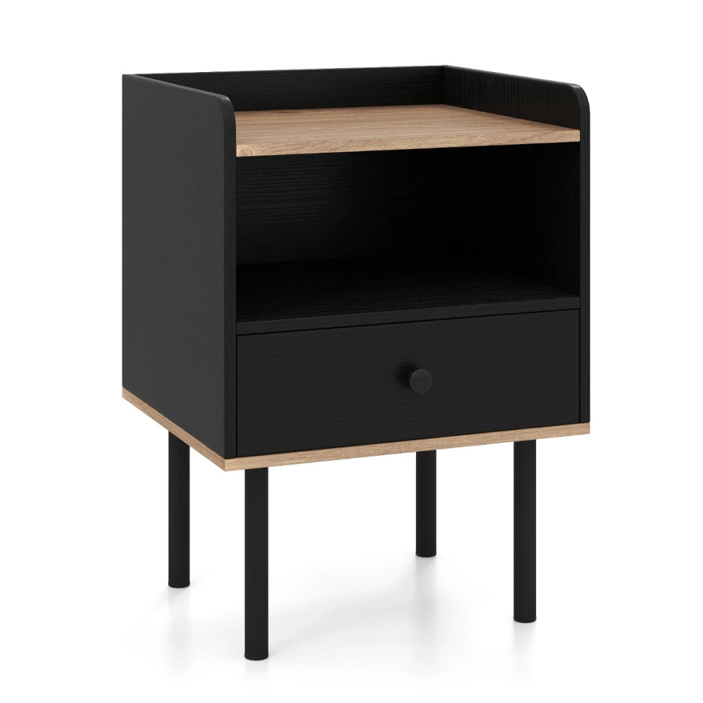 Comodino tavolino da letto con cassetto e ripiano aperto per soggiorno, Comodino camera da letto e spazi ridotti-Comodini